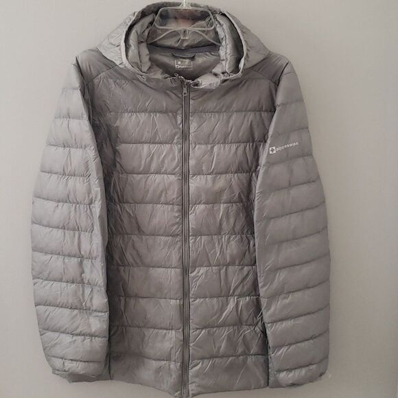 NWT Alpine Swiss Jacket Mens XL Ultra Lightweight Grey Puffer Compactable - Picture 1 of 5